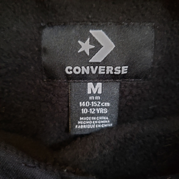 Converse Kids Black Animal Print Logo Cropped Hoodie L 10-12 - Picture 4 of 9